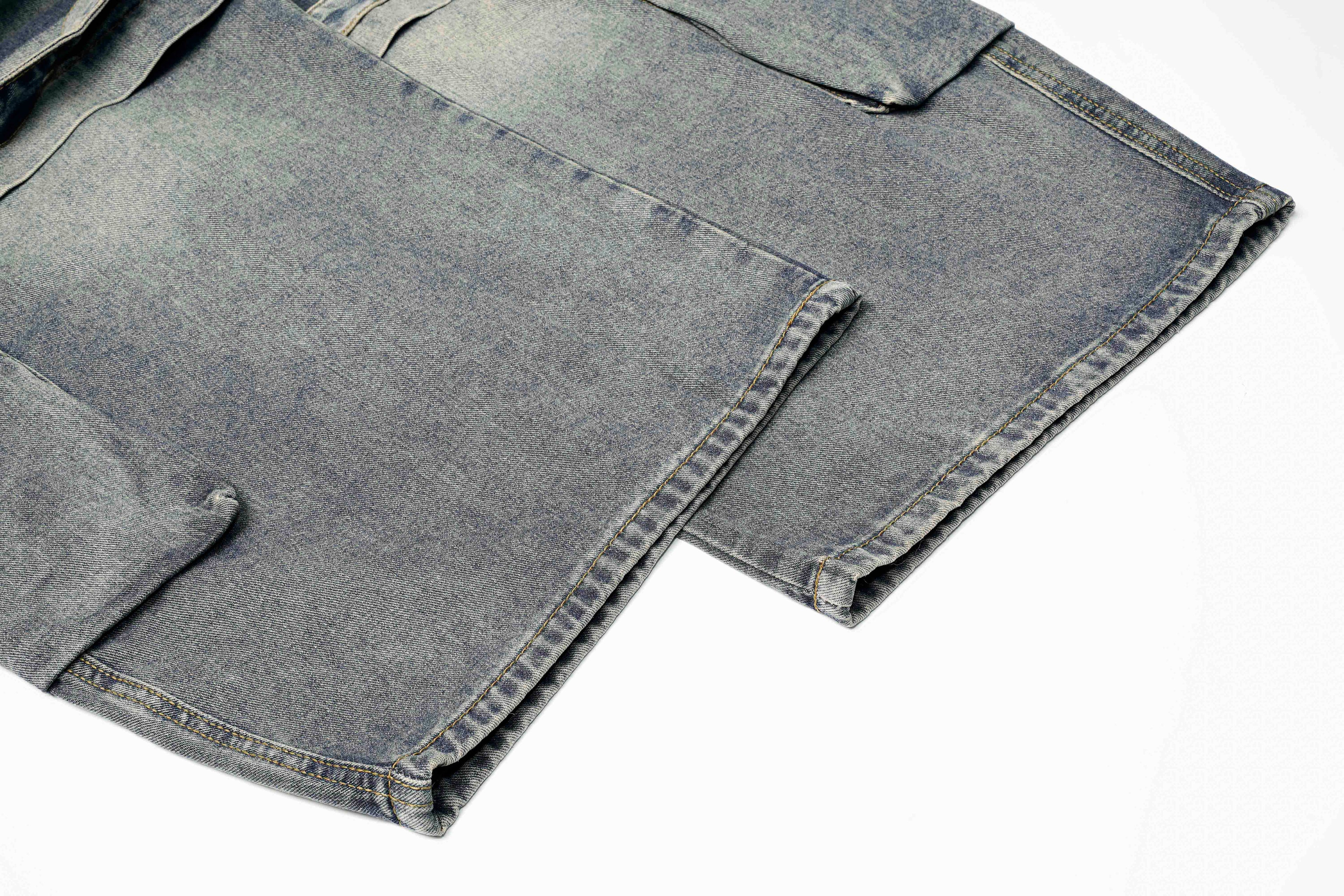 DONOTLOGO Deconstructed Arc Seam Denim - Oversized Patchwork Cargo Pants with Distressed Wash - Avant-Garde Wide Leg Trousers for Men