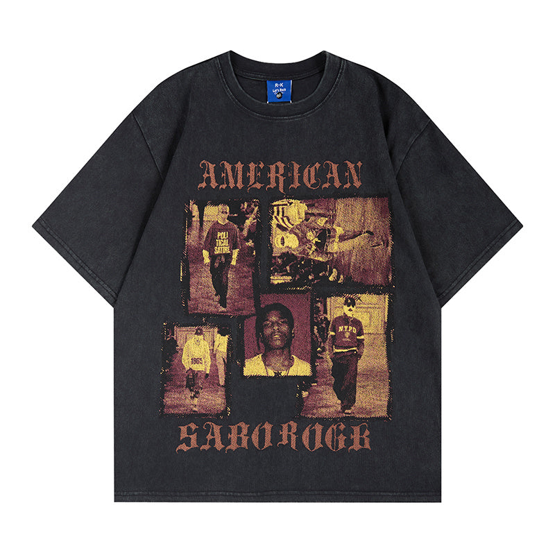 DONOTLOGO Retro Collage Portrait Print Tee | Unisex Y2K Oversized Streetwear Top | High Street Vintage Summer Shirt