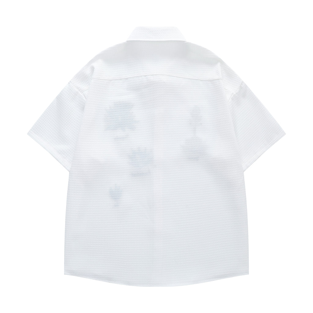 DONOTLOGO Desert Flora Collection | Unisex Relaxed Fit Waffle Weave Shirt | Artistic Aesthetic Short Sleeve Top with Detailed Succulent & Cactus Embroidery