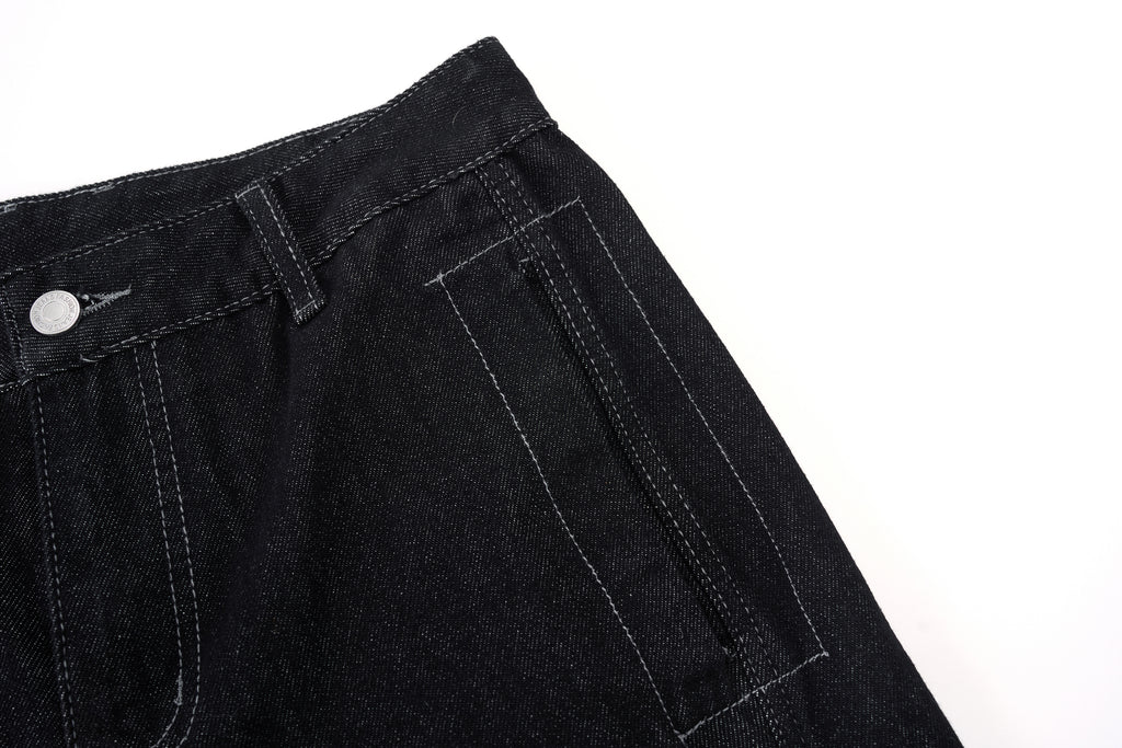 DONOTLOGO Oversized Raw Black Denim Shorts - Unisex Baggy Jorts with Minimalist Design - Edgy Streetwear Bottom with Wide Leg Silhouette & Clean Lines