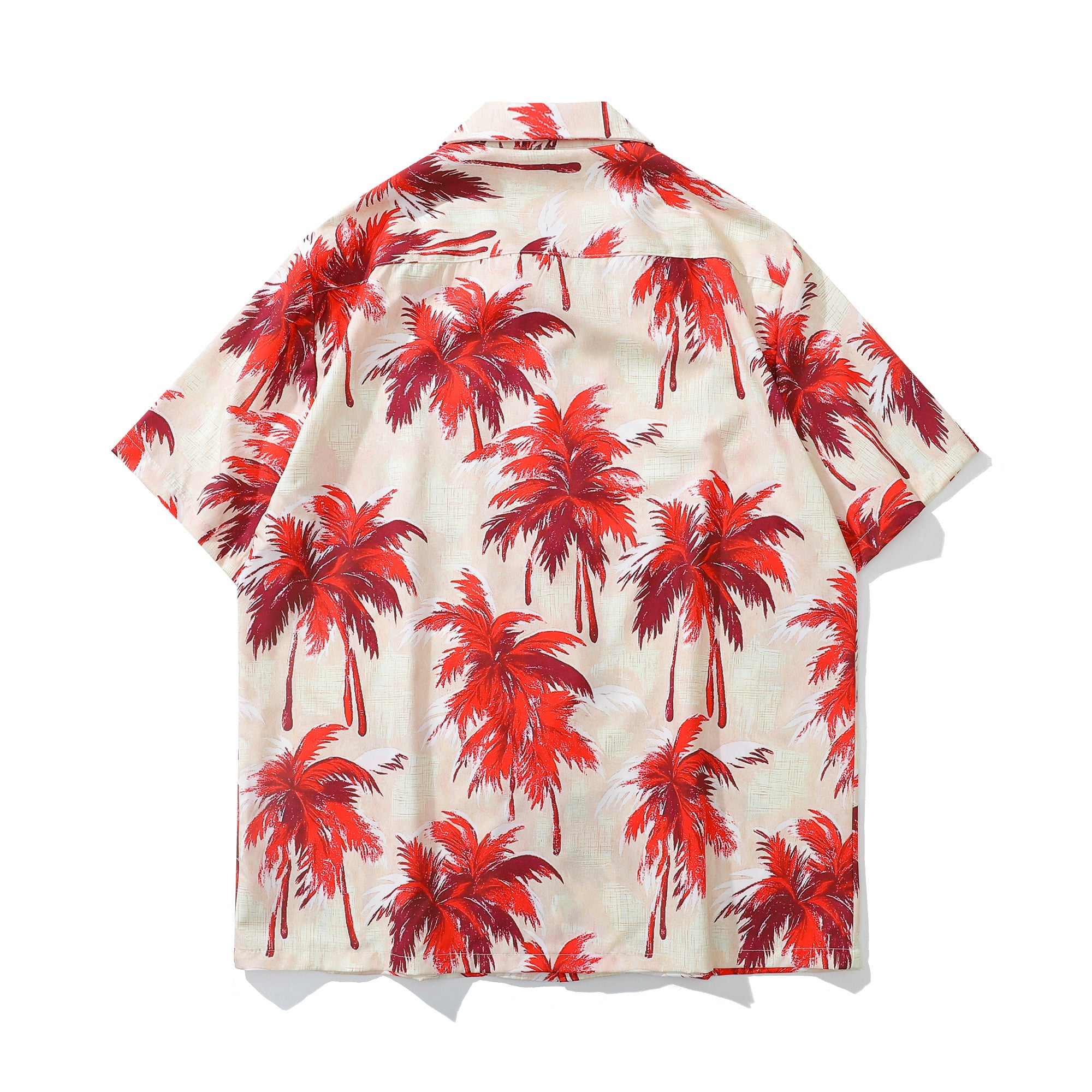 DONOTLOGO Unisex Red Coconut Print Cuban Shirt | Retro Vacation Style | Loose Fit Summer Must-Have