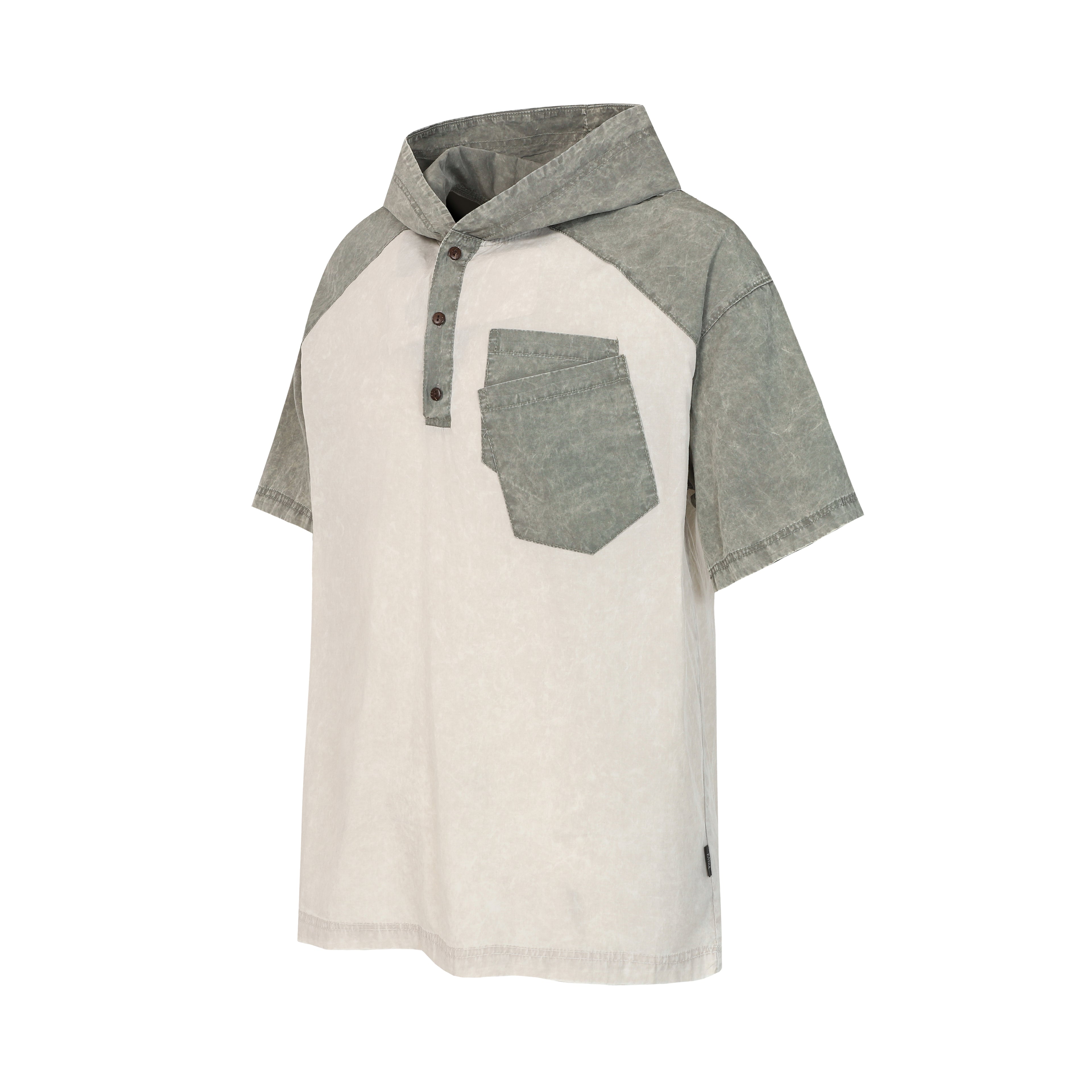 DONOTLOGO Urban Utility Collection | Unisex Relaxed Fit Hooded Tee | Bold Raglan Colorblocking & Functional Chest Pocket with Soft Washed Cotton Blend Fabric