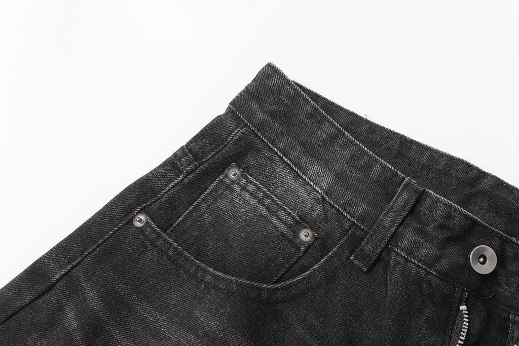 DONOTLOGO Urban Edge Collection | Unisex Relaxed Fit Denim Shorts | Bold Cat Whisker Seaming & Faded Wash Finish with Classic Cotton Denim Fabric