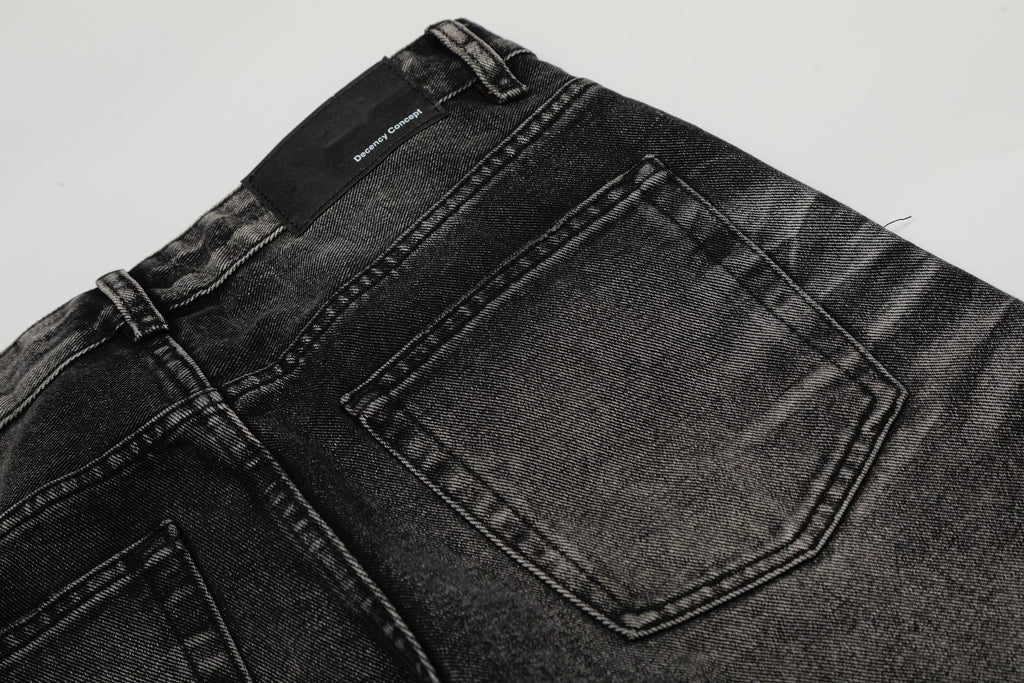 DONOTLOGO Urban Heritage Collection | Unisex Oversized Cat Whisker Denim | Retro Aesthetic High-Rise Wide-Leg Bottoms with Authentic Fade Detail