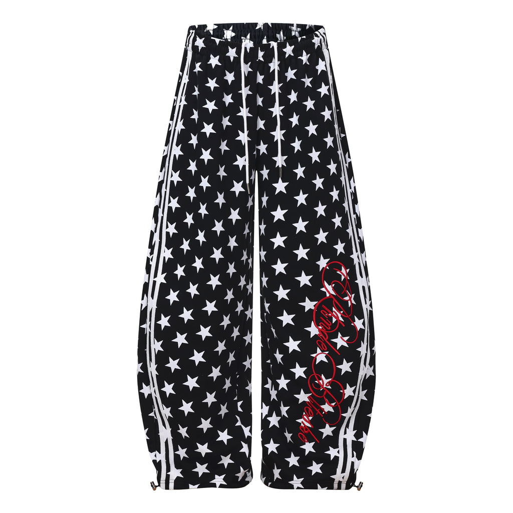 DONOTLOGO Urban Streetwear Collection | Unisex Curved Silhouette Trousers | Bold Star Motif & Soft Cotton Blend Fabric