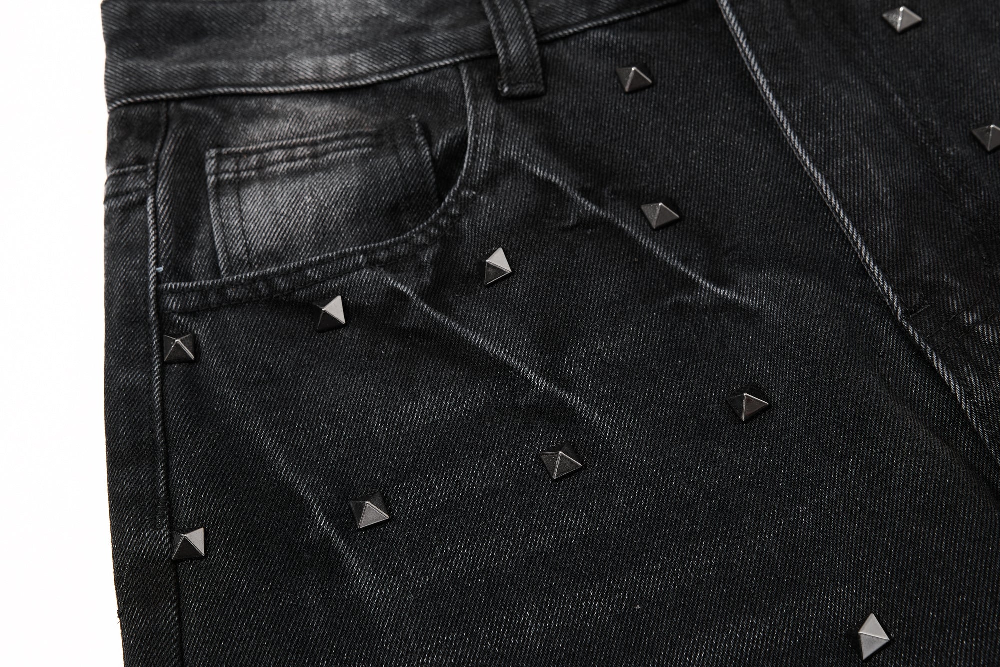 DONOTLOGO Heavy Studded Wide-Leg Denim | Unisex Y2K Punk Rock Rivet Jeans | Vintage Black High Street Oversized Trousers