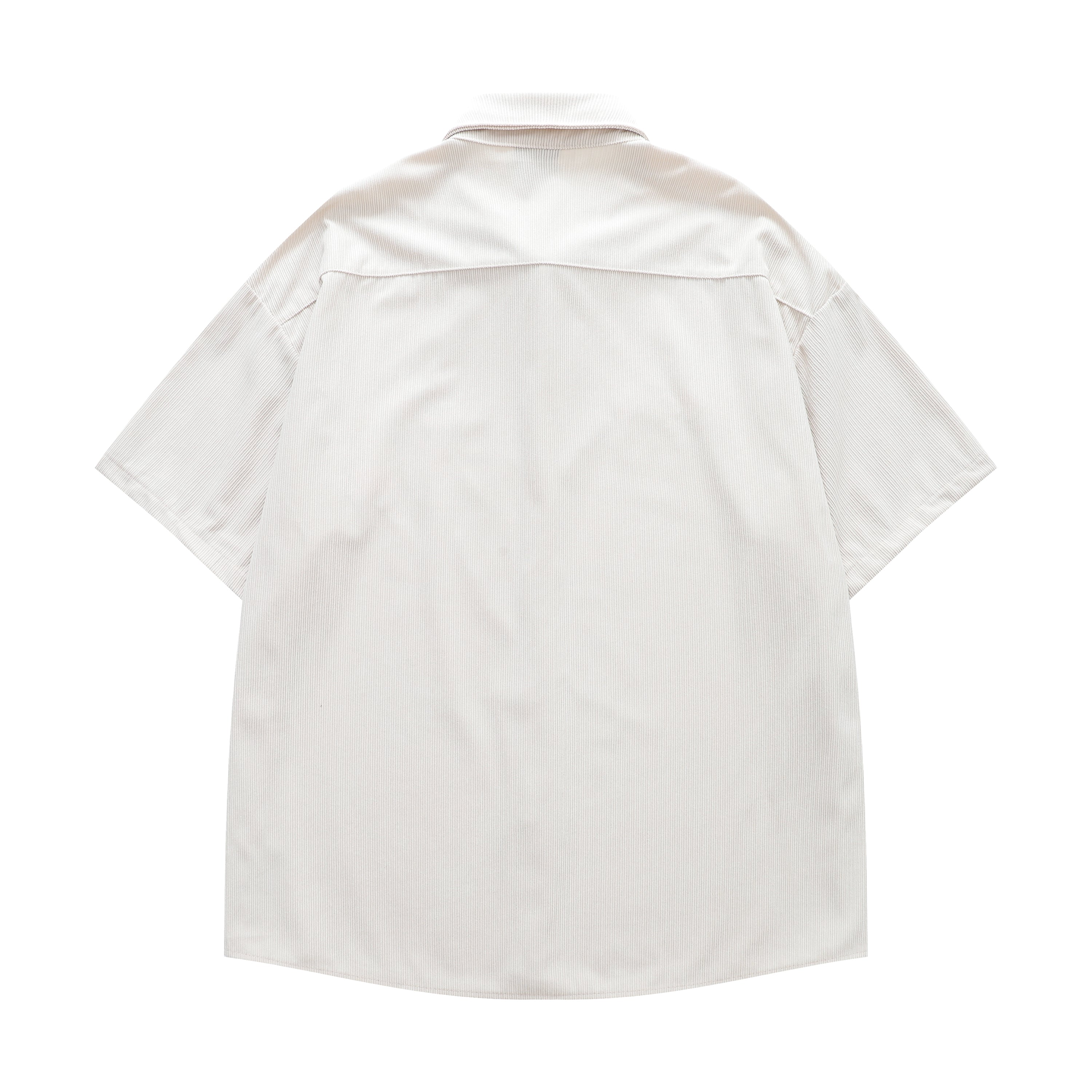 DONOTLOGO Vintage Garden Collection | Unisex Oversized Corduroy Camp Collar Shirt | Artistic Aesthetic Short Sleeve Top with Delicate Flower & Moon Embroidery Detail