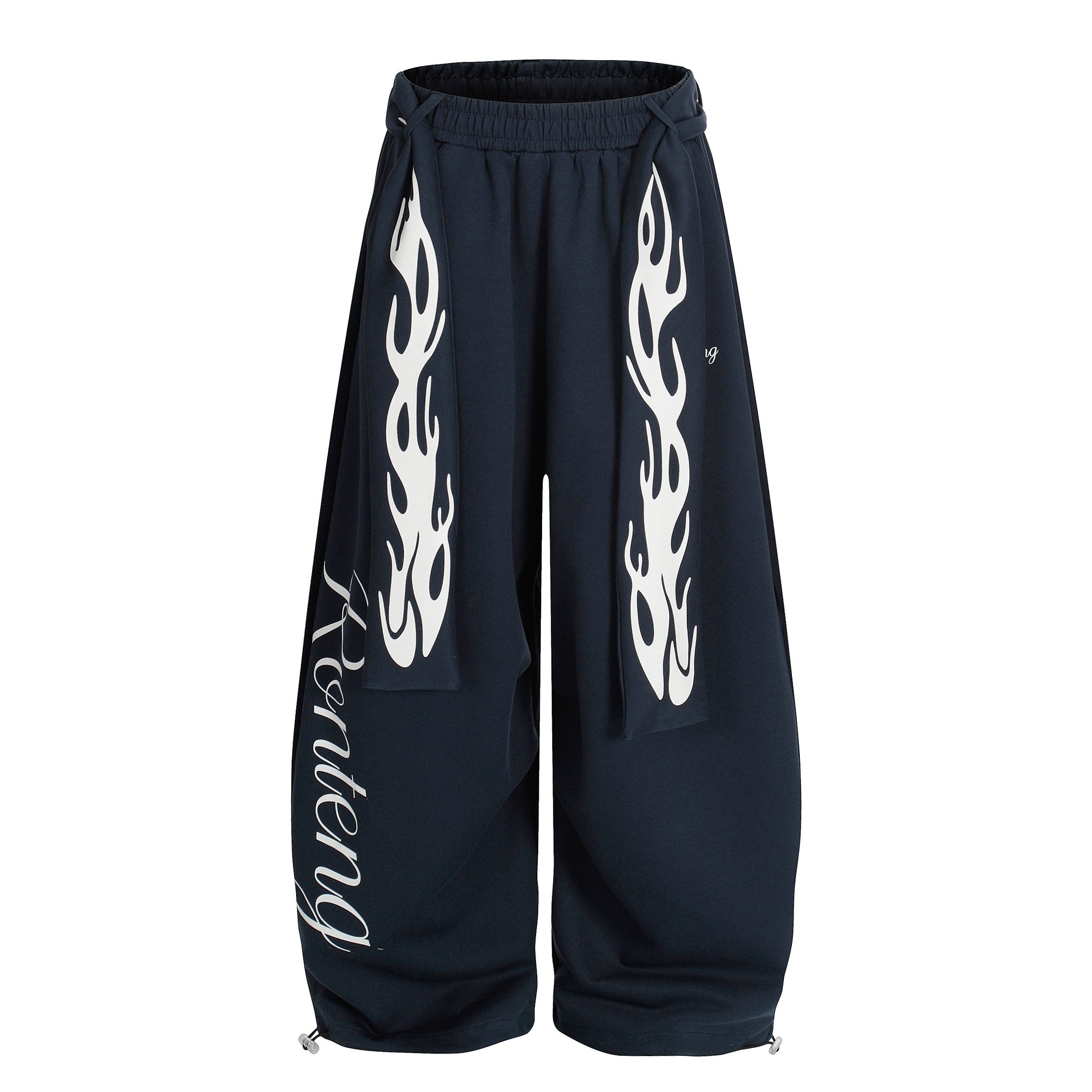 DONOTLOGO Urban Streetwear Collection | Unisex Relaxed Silhouette Sweatpants | Bold Flame Motif & Soft Cotton Knit Fabric