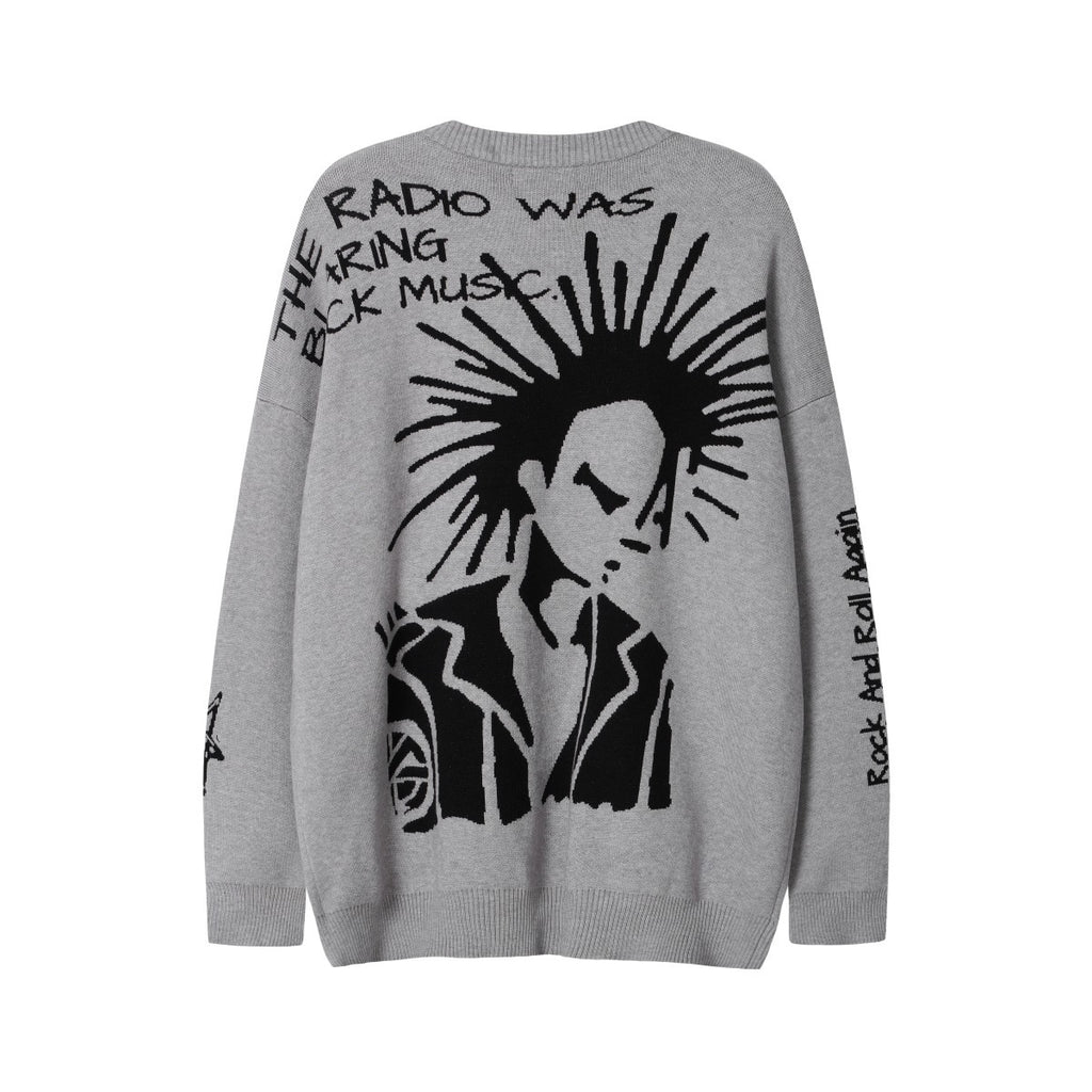 Unisex Punk Graffiti Fringe Sweater