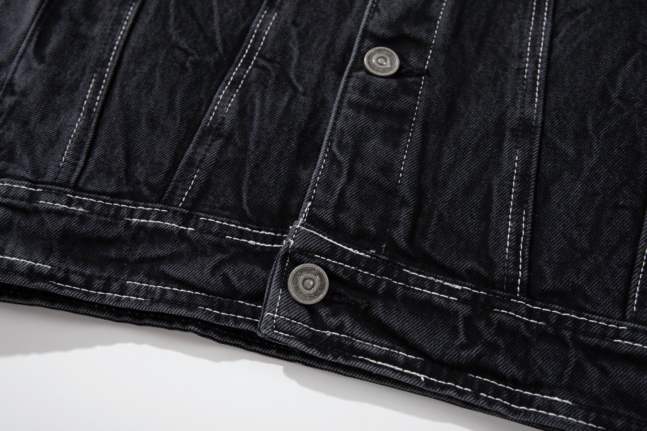DONOTLOGO Deconstructed Black Denim Jacket - Raw Edge Acid Wash Oversized Jean Jacket - Unisex Grunge Aesthetic Vintage Streetwear