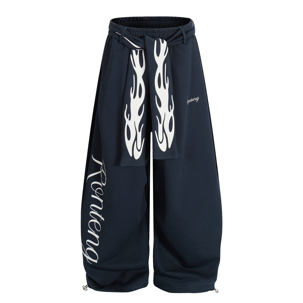 DONOTLOGO Urban Streetwear Collection | Unisex Relaxed Silhouette Sweatpants | Bold Flame Motif & Soft Cotton Knit Fabric