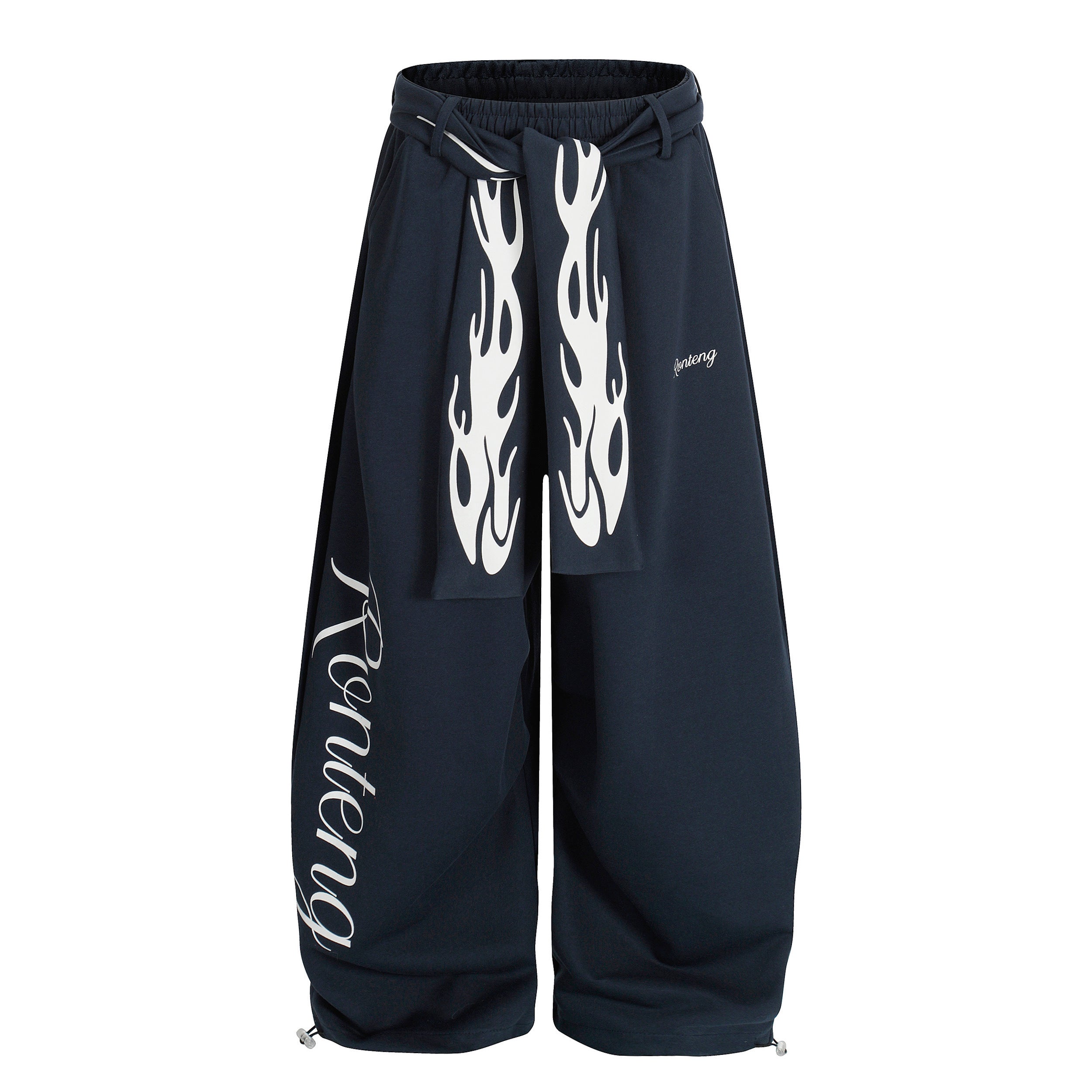 DONOTLOGO Urban Streetwear Collection | Unisex Relaxed Silhouette Sweatpants | Bold Flame Motif & Soft Cotton Knit Fabric