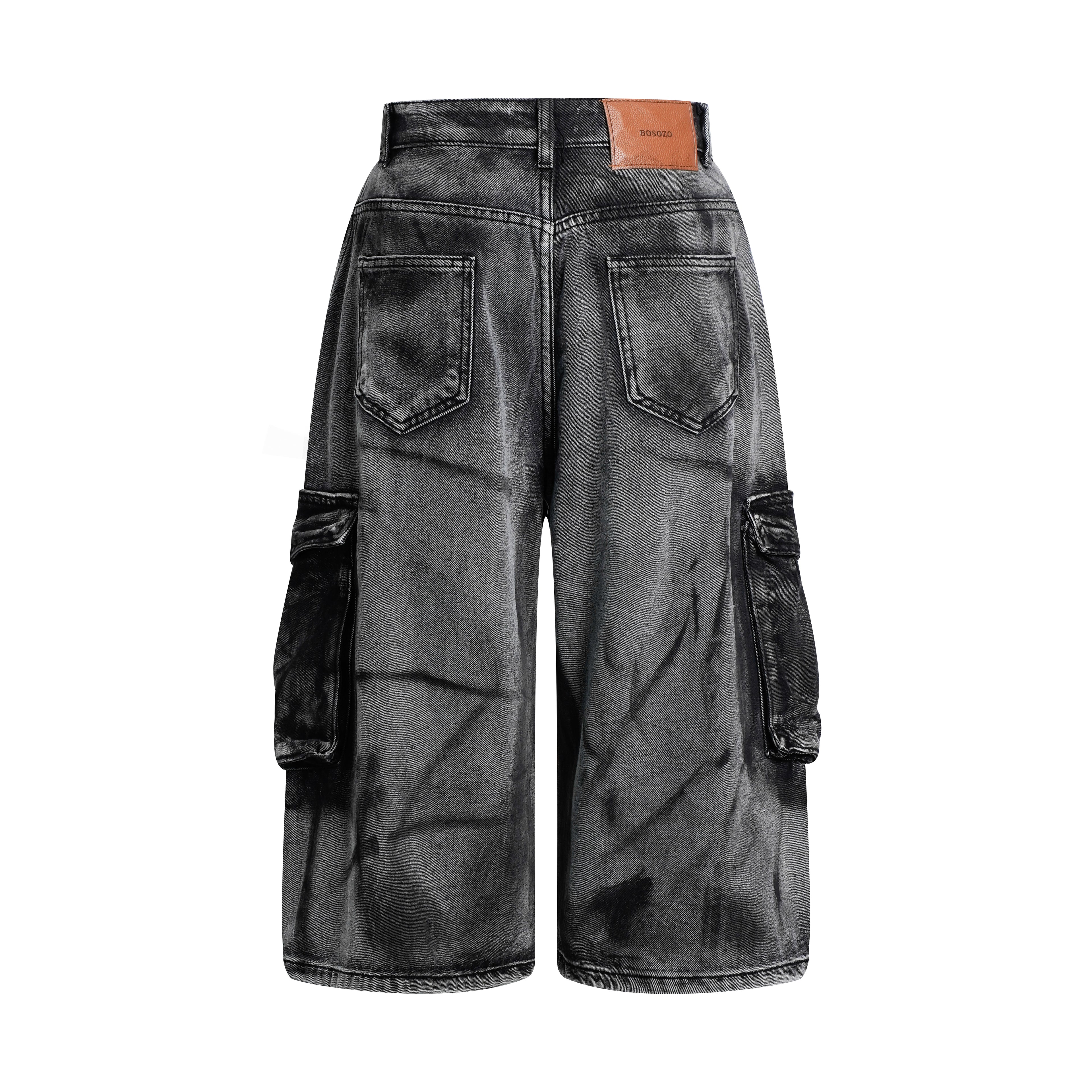 DONOTLOGO Heavy Acid Wash Baggy Cargo Jorts | Unisex Y2K Wide Leg Denim Shorts | Retro High Street Summer Bottoms