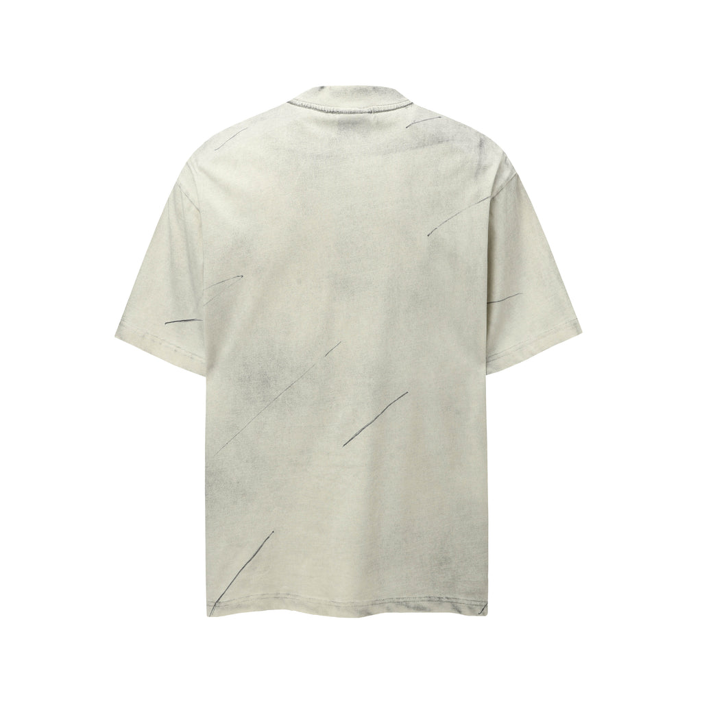 DONOTLOGO Urban Grunge Collection | Unisex Relaxed Fit Tee | Bold Camo Letter Appliqué & Scratch Motif with Soft Cotton Fabric
