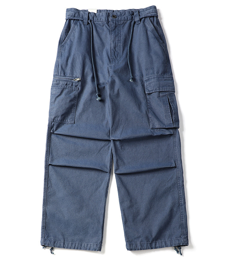 Unisex Solid Color Wrinkled Straight-Leg Casual Pants