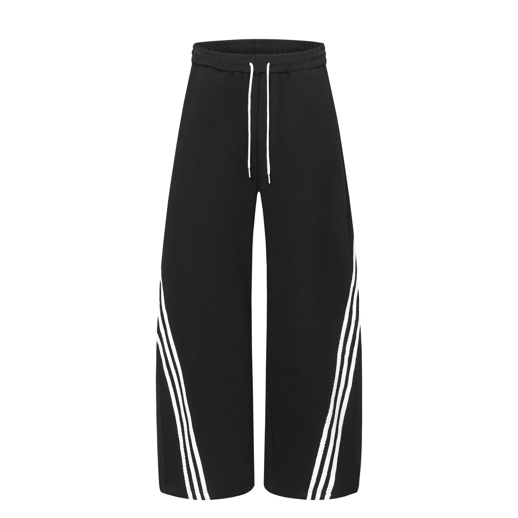 DONOTLOGO Urban Streetwear Collection | Unisex Relaxed Fit Trousers | Bold Diagonal Stripe Motif & Curved Silhouette with Soft Cotton Blend Fabric