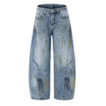 DONOTLOGO "Textured Fade" Baggy Denim - Vintage Washed Wide Leg Jeans with Artisanal Detail - Streetwear Carpenter Trousers