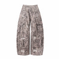 DONOTLOGO Y2K Grunge Aesthetic | Unisex Oversized Cargo Trousers | Distressed Leopard Print with Functional Streetwear Pockets