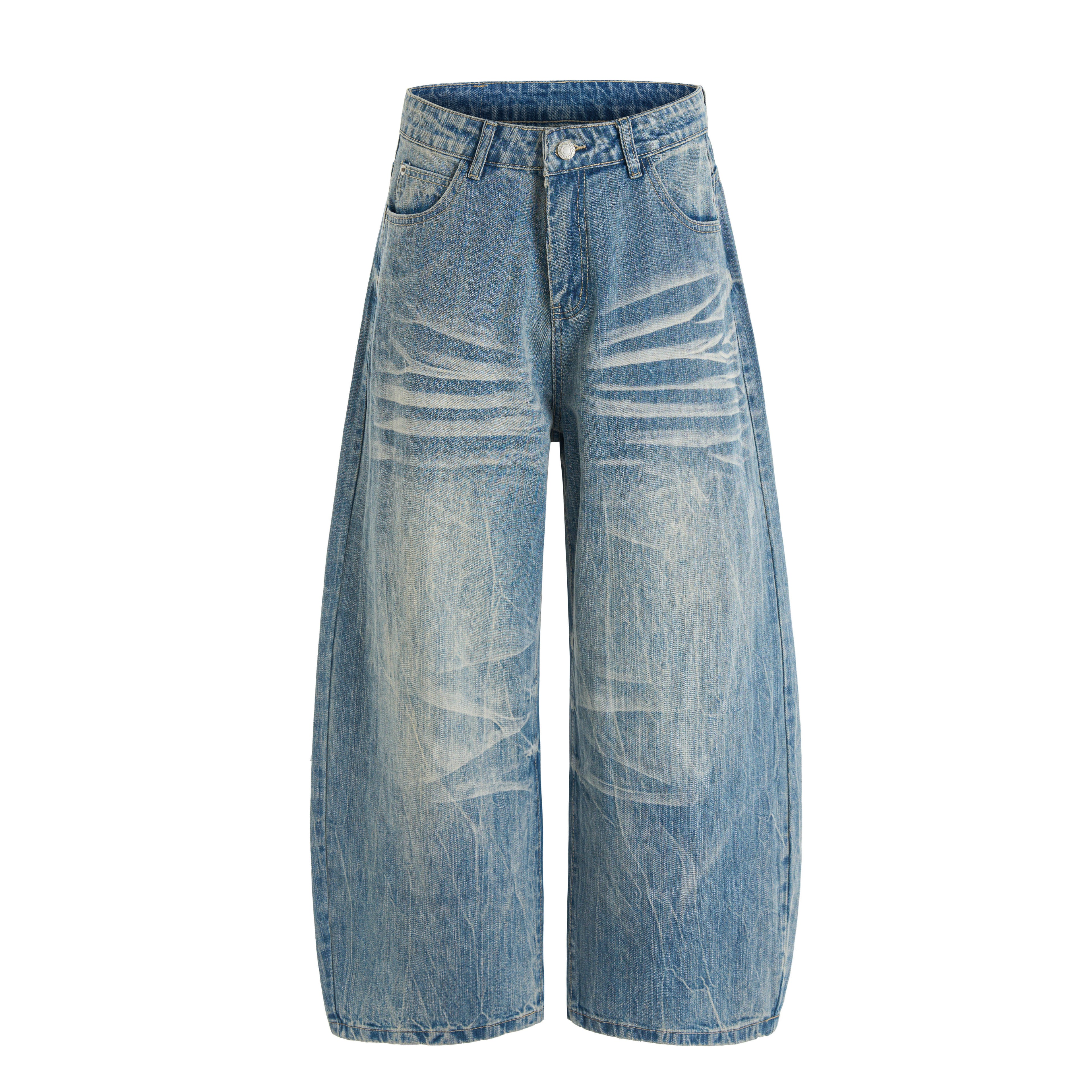 DONOTLOG Oversized Distressed Denim Jeans - Unisex Baggy Trousers with Raw Edge Rips & Whisker Effect - Edgy Streetwear Bottom with Wide Leg Silhouette
