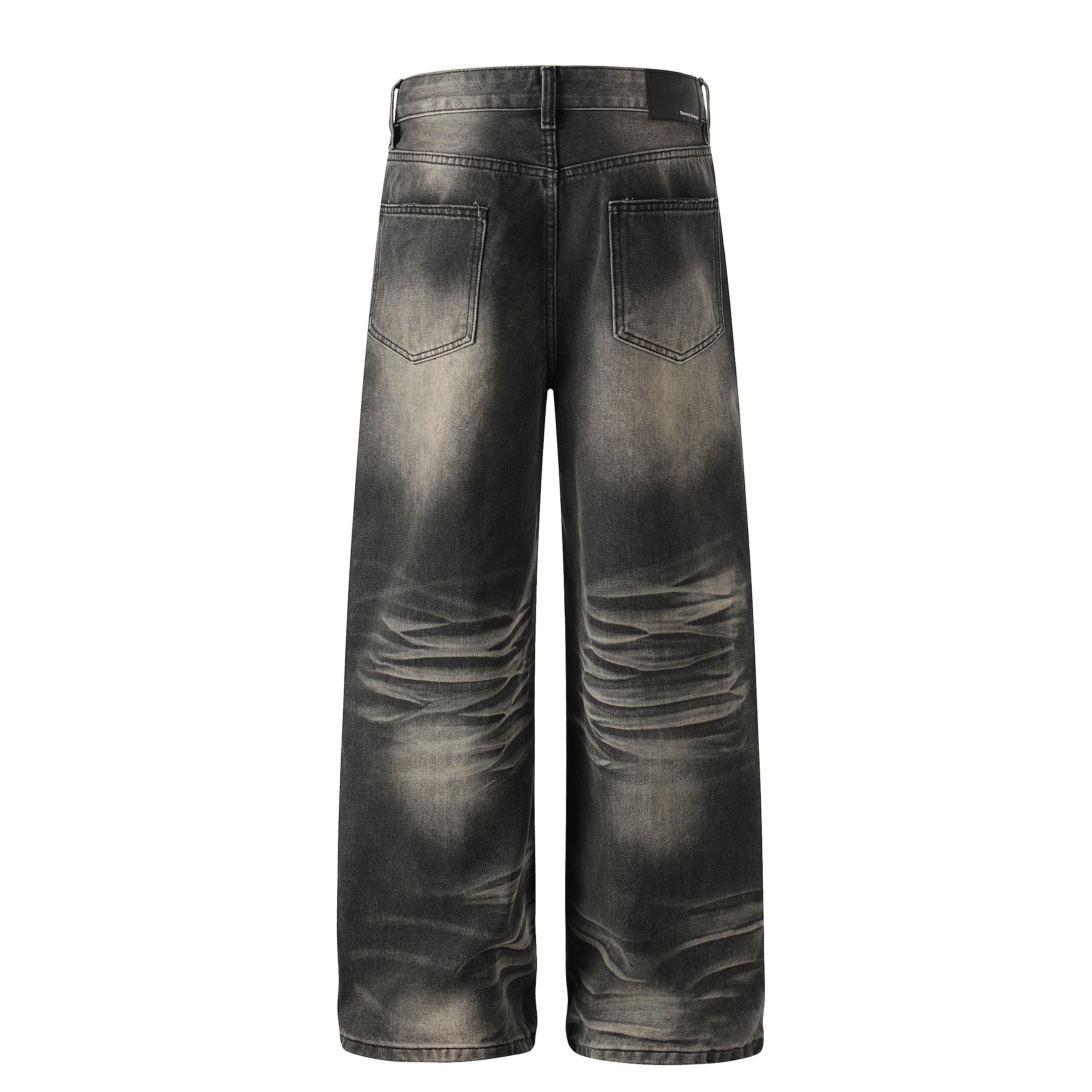 DONOTLOGO Urban Heritage Collection | Unisex Oversized Cat Whisker Denim | Retro Aesthetic High-Rise Wide-Leg Bottoms with Authentic Fade Detail