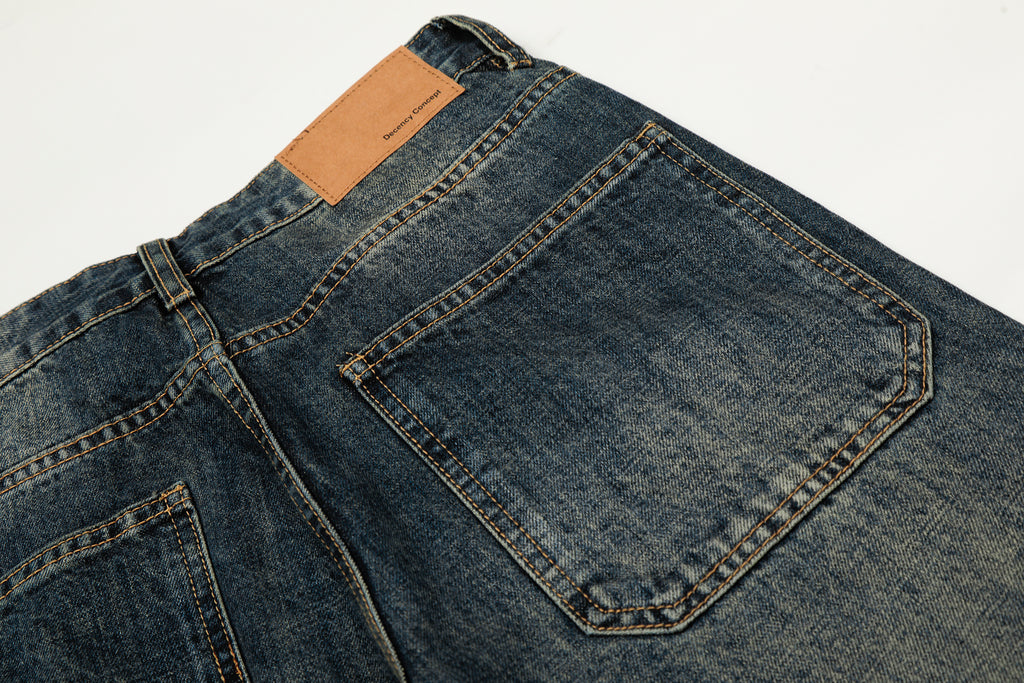 DONOTLOGO Urban Heritage Collection | Unisex Oversized Cat Whisker Denim | Retro Aesthetic High-Rise Wide-Leg Bottoms with Authentic Fade Detail