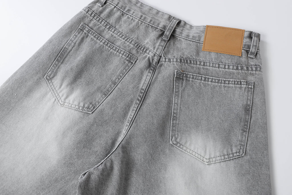 DONOTLOGO Urban Edge Collection | Unisex Relaxed Fit Denim Shorts | Bold Acid Wash Finish & Vintage Leather Patch with Classic Cotton Denim Fabric