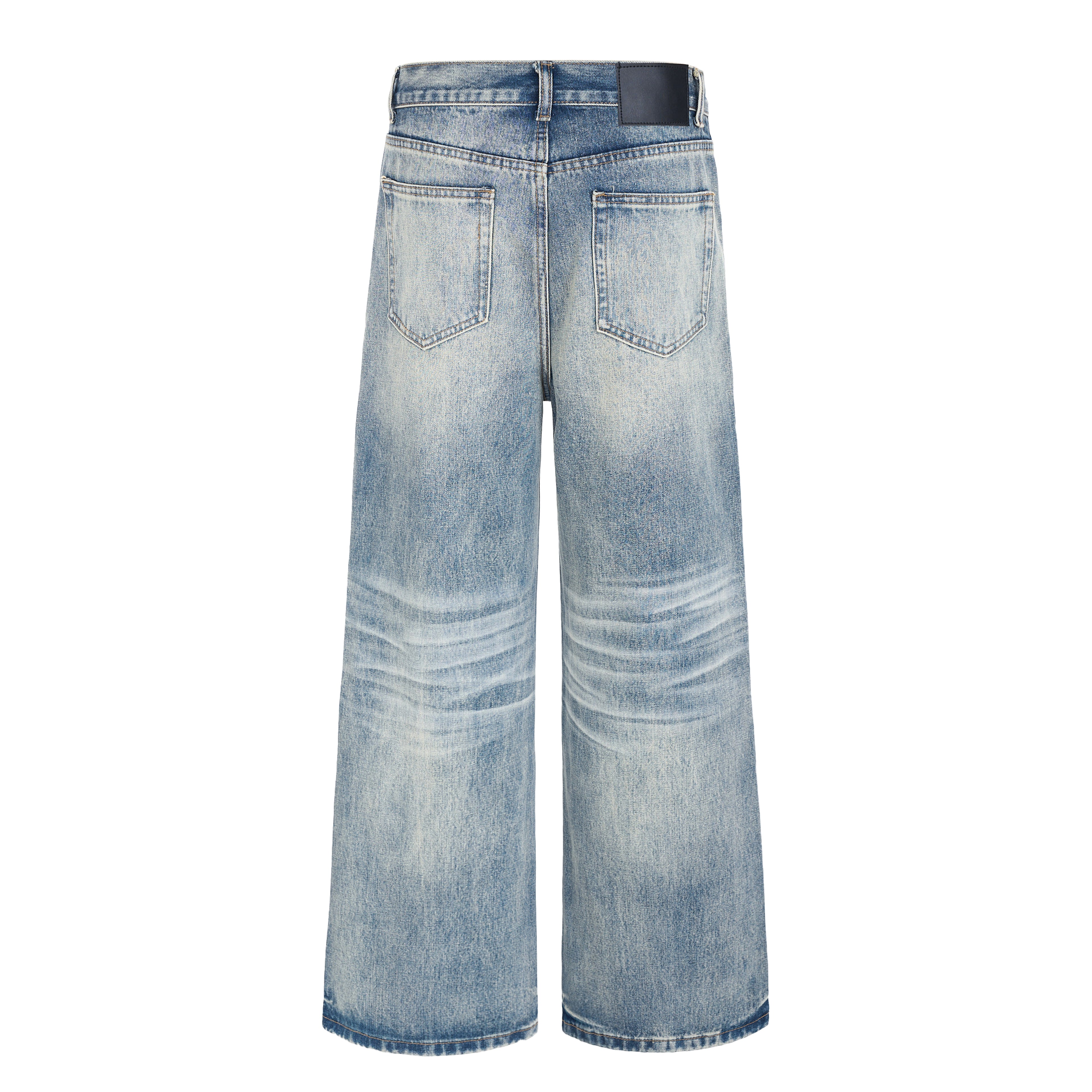 DONOTLOGO Oversized Light Wash Denim Jeans - Unisex Baggy Trousers with Distressed Whisker Effect - Edgy Streetwear Bottom with Wide Leg Silhouette & Raw Hem