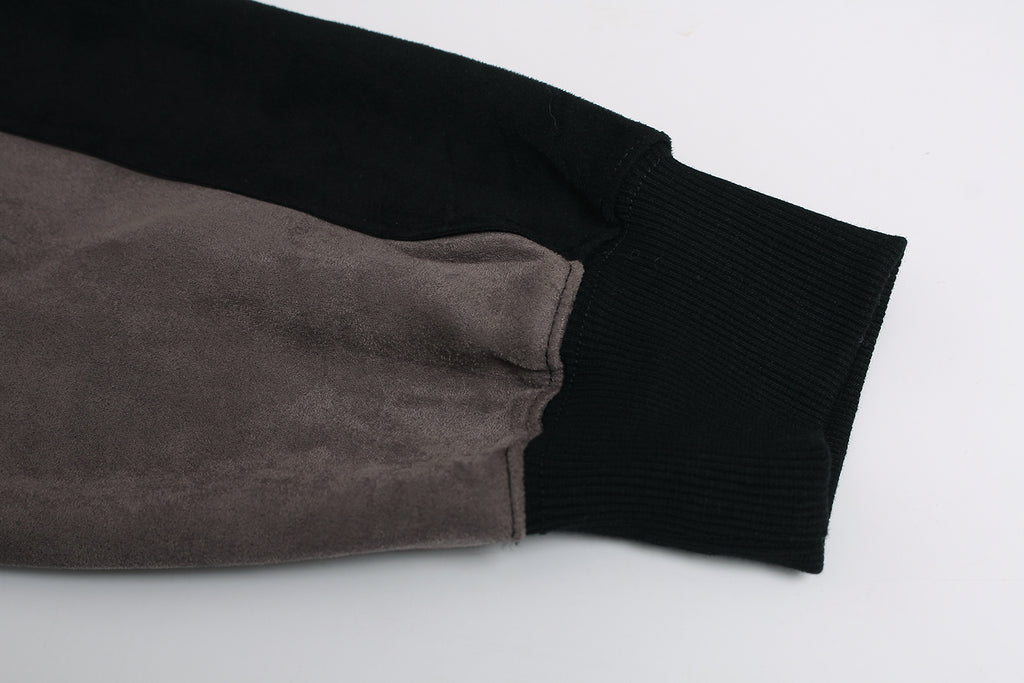 Unisex Suede Patchwork Hoodie