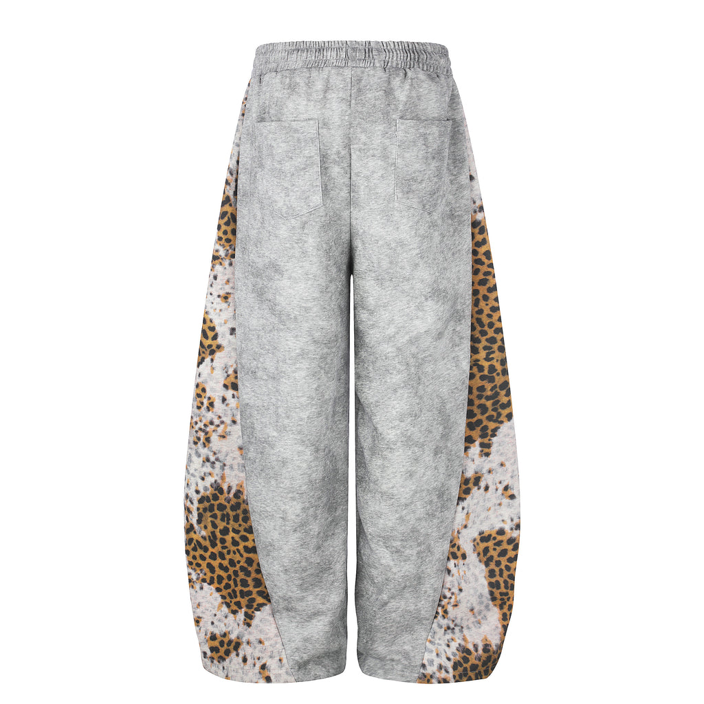 DONOTLOGO Urban Streetwear Collection | Unisex Relaxed Fit Sweatpants | Bold Leopard Motif & Rhinestone Script with Soft Cotton Blend Fabric