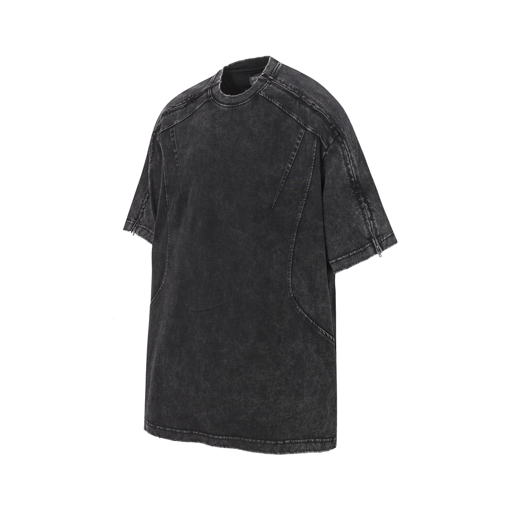 DONOTLOGO Urban Workwear Collection | Unisex Relaxed Fit Tee | Bold Panel Construction & Vintage Wash Motif with Soft Heavyweight Cotton