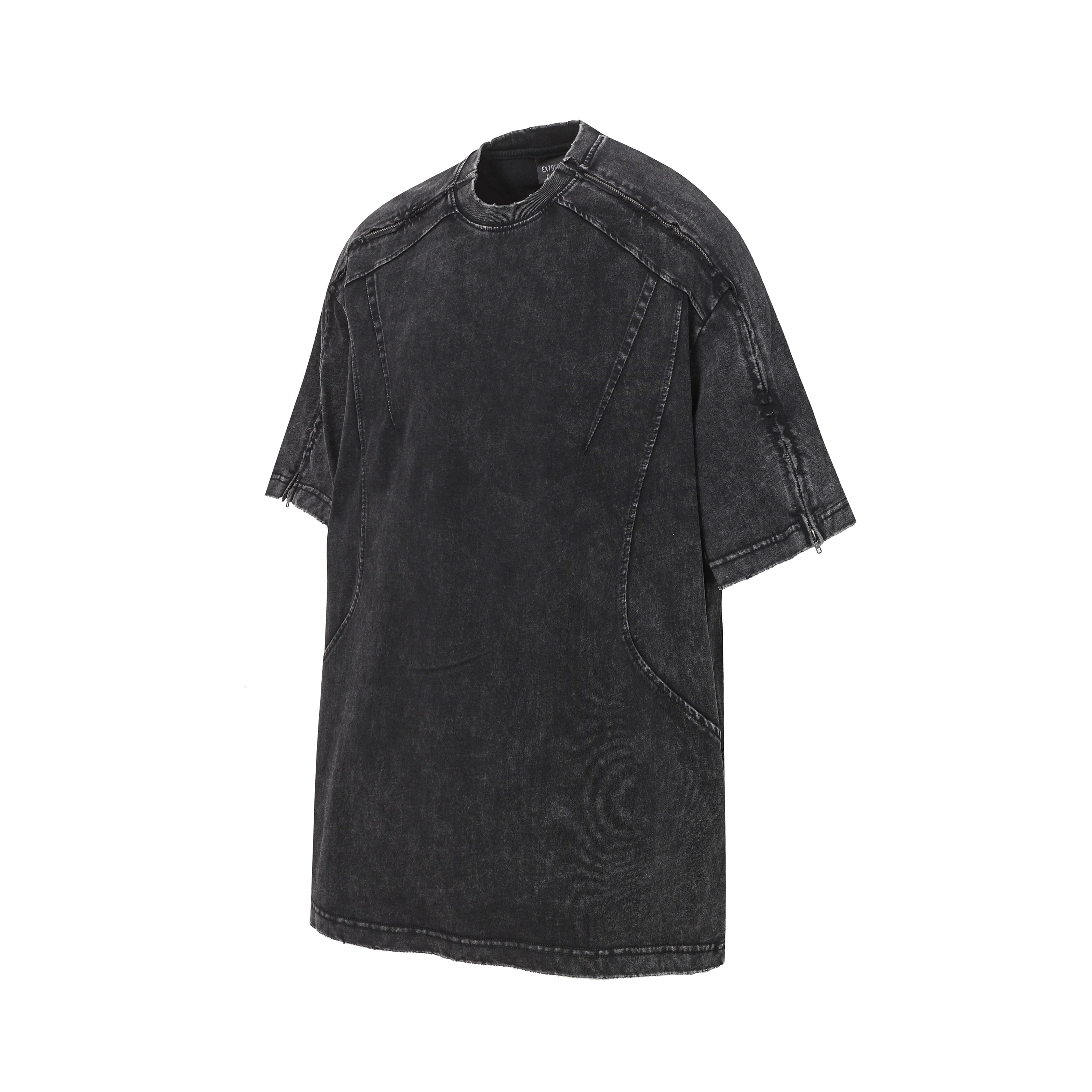 DONOTLOGO Urban Workwear Collection | Unisex Relaxed Fit Tee | Bold Panel Construction & Vintage Wash Motif with Soft Heavyweight Cotton