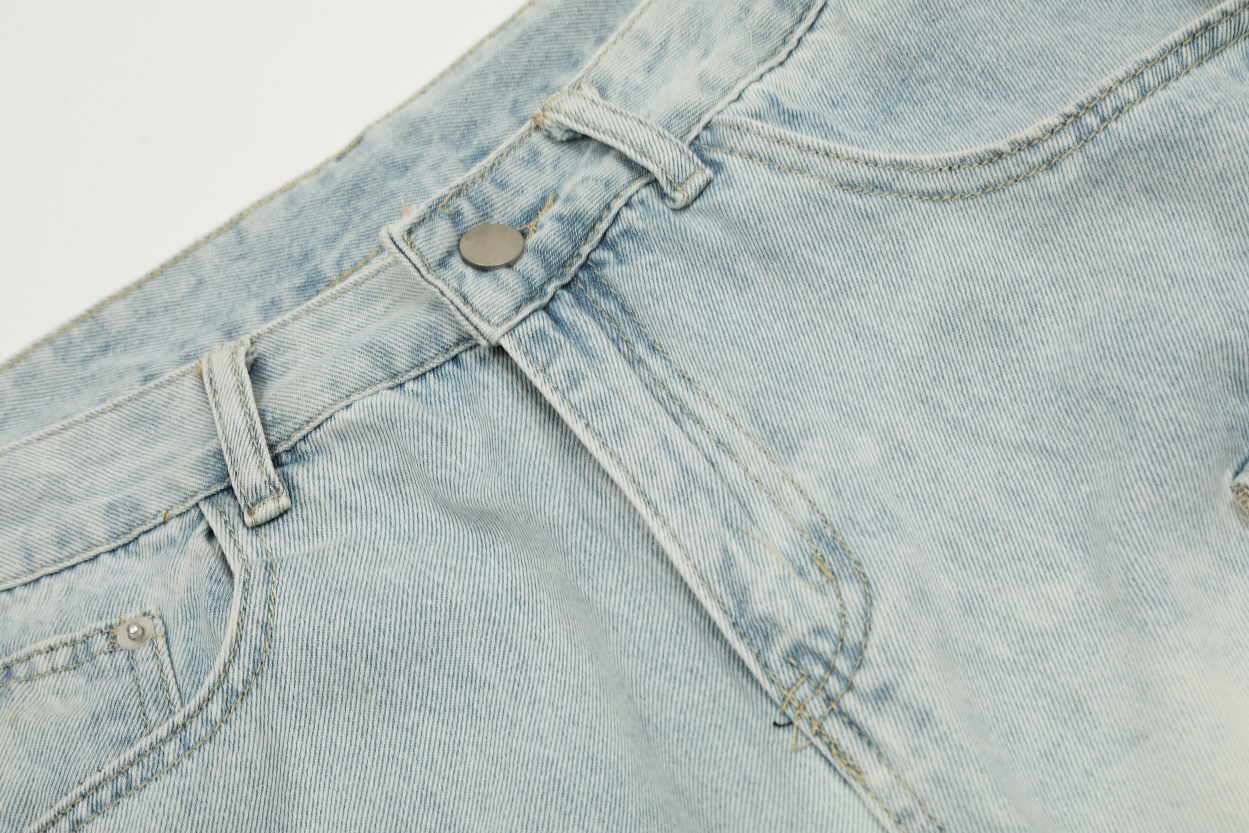 Unisex Vintage Washed Multi-Pocket Denim Cargo Pants