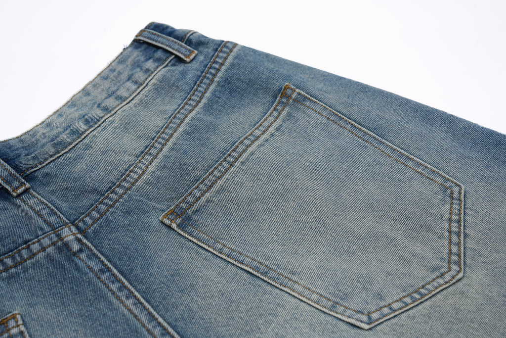 DONOTLOGO Urban Edge Collection | Unisex Relaxed Fit Denim Shorts | Bold Lightning Seaming & Faded Wash Finish with Classic Cotton Denim Fabric