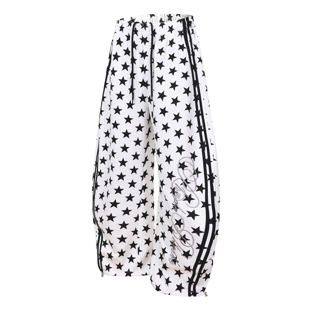 DONOTLOGO Urban Streetwear Collection | Unisex Curved Silhouette Trousers | Bold Star Motif & Soft Cotton Blend Fabric