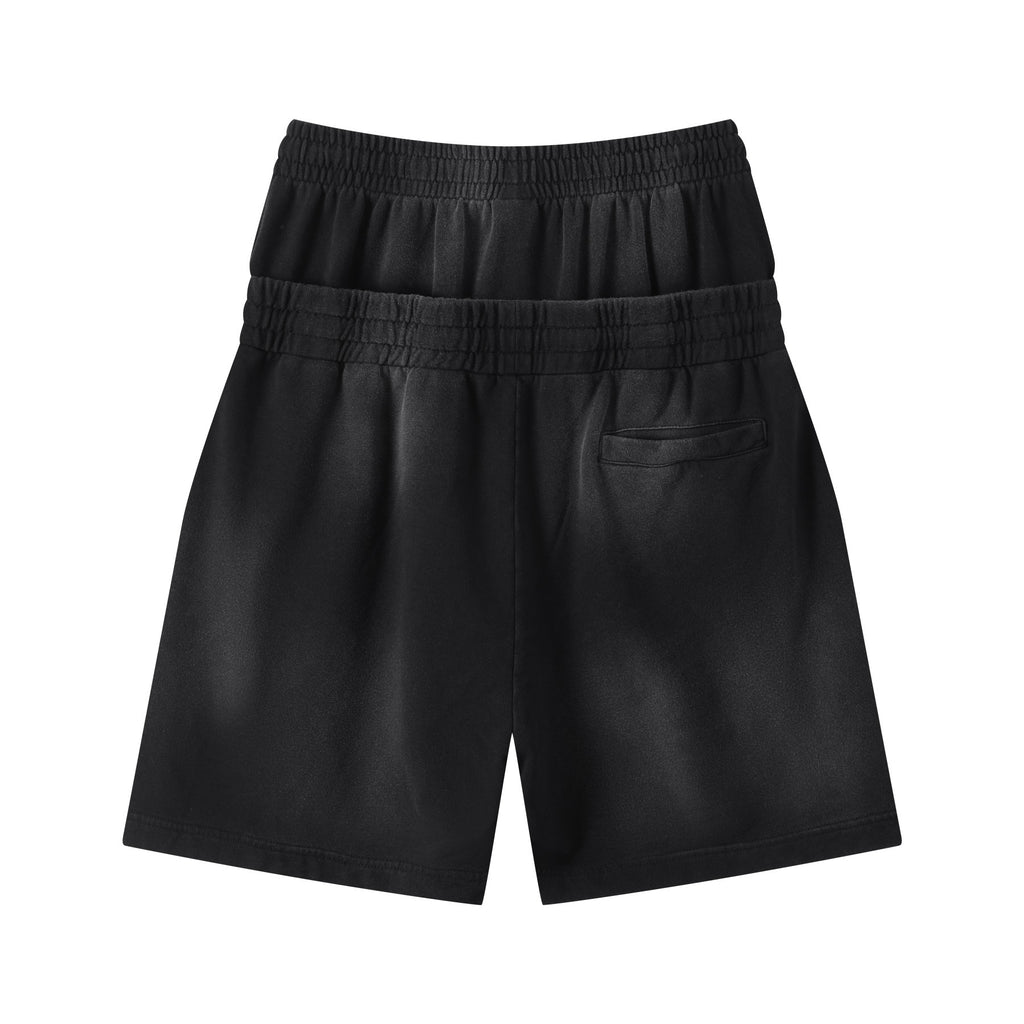 DONOTLOGO Unisex Double Waist Shorts | Snow Washed, Distressed | Drawstring Elastic High-Waist, Loose Fit