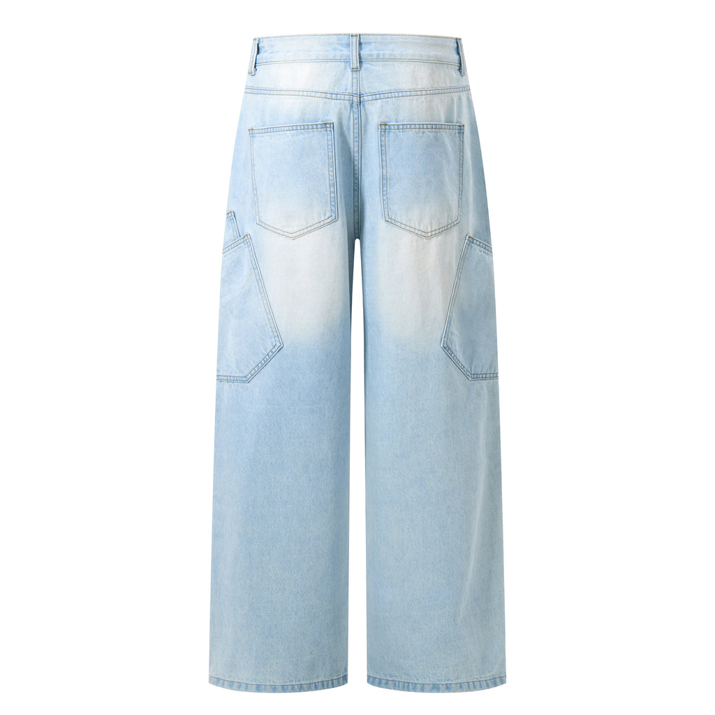 DONOTLOGO Heavy Acid Wash Baggy Cargo Jorts | Unisex Y2K Wide Leg Denim Shorts | Retro High Street Summer Bottoms