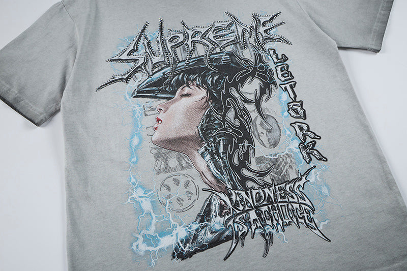 DONOTLOGO "Mechanical Soul" Distressed Graphic Tee - Cyberpunk Metal Typography Print Oversized Streetwear T-Shirt