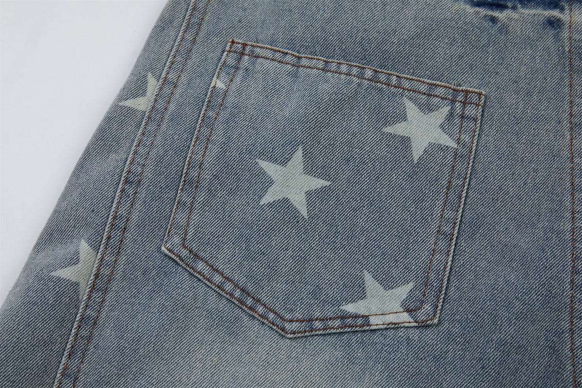 DONOTLOGO Urban Streetwear Collection | Unisex Relaxed Silhouette Jeans | Bold Star Motif & Soft Denim Fabric