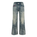 Washed Straight-Leg Micro-Flare Denim Jeans