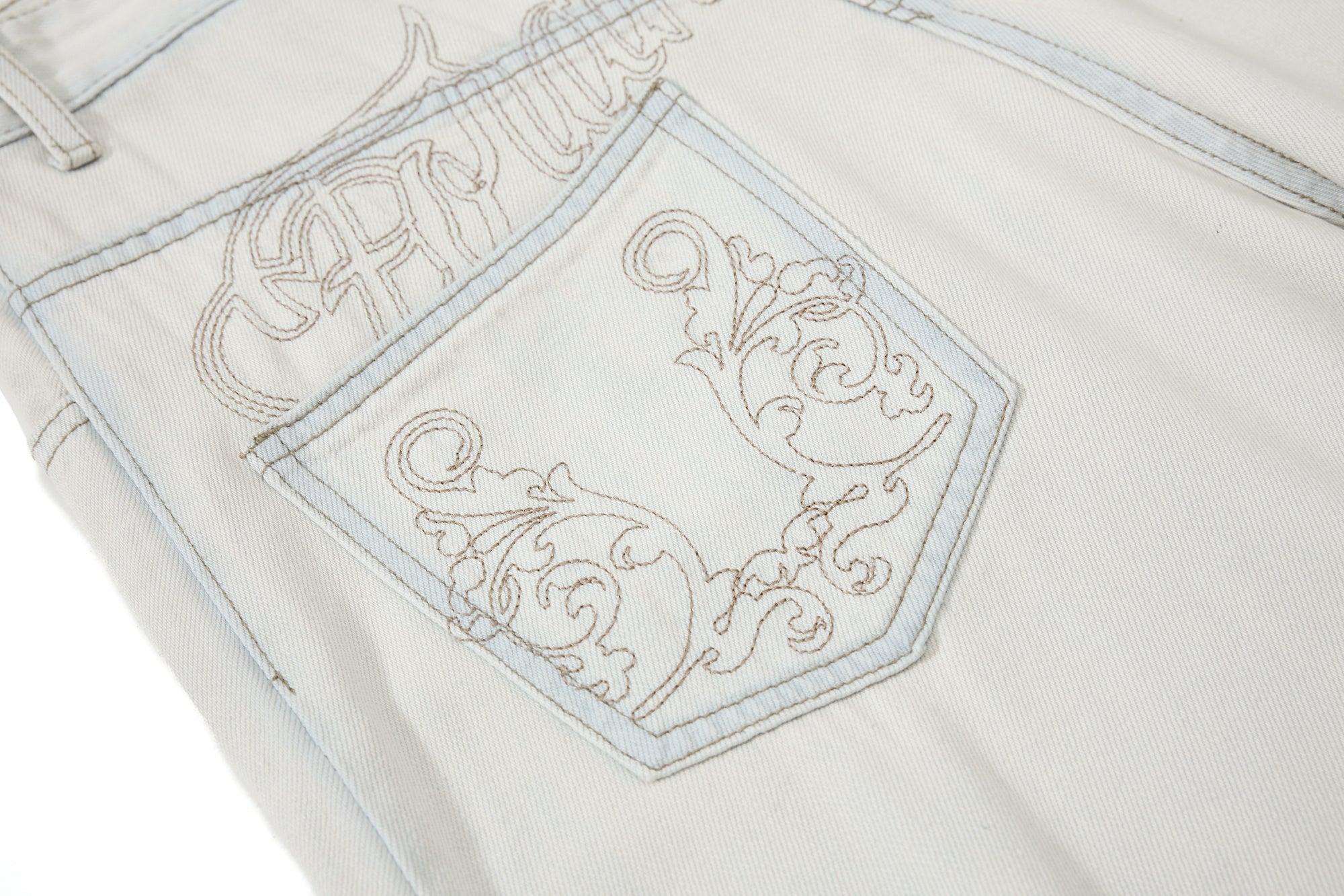 Unisex Embroidered Design with Tie Denim Jeans