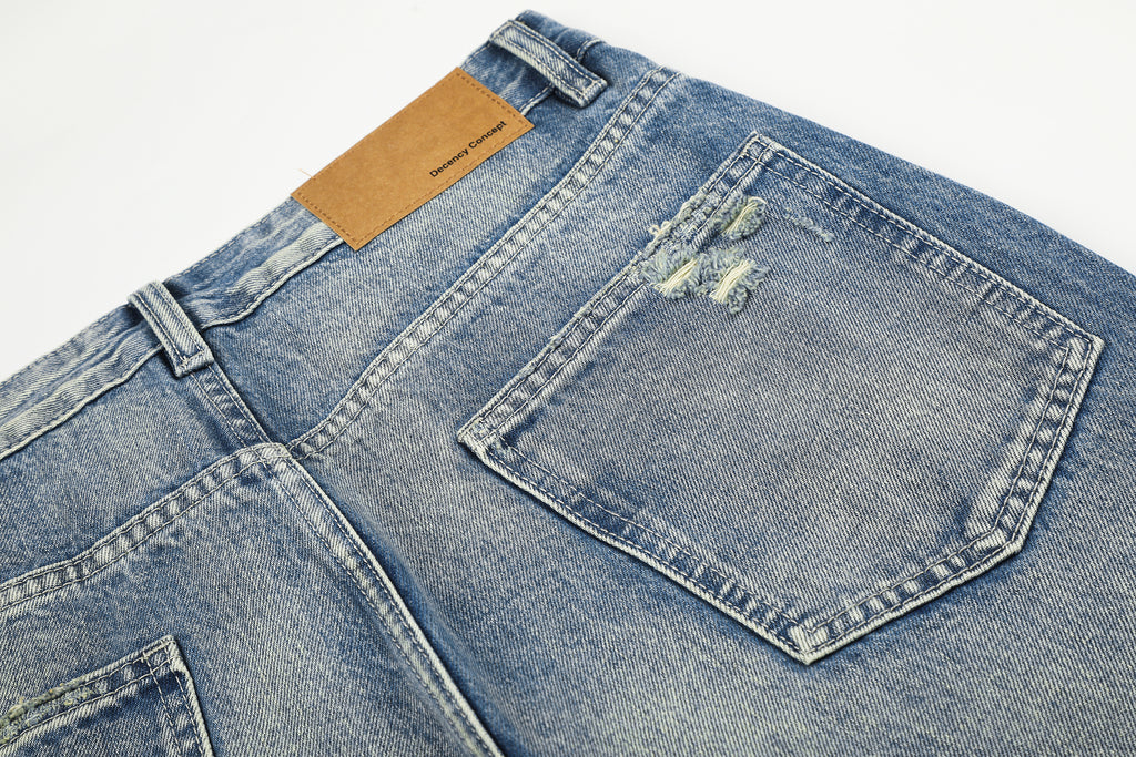 DONOTLOGO Urban Heritage Collection | Unisex Oversized Cat Whisker Denim | Retro Aesthetic High-Rise Wide-Leg Bottoms with Authentic Fade Detail