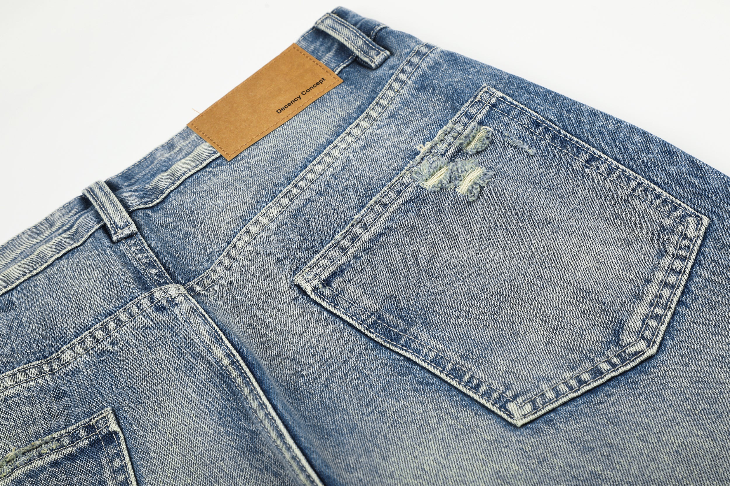 DONOTLOGO Urban Heritage Collection | Unisex Oversized Cat Whisker Denim | Retro Aesthetic High-Rise Wide-Leg Bottoms with Authentic Fade Detail