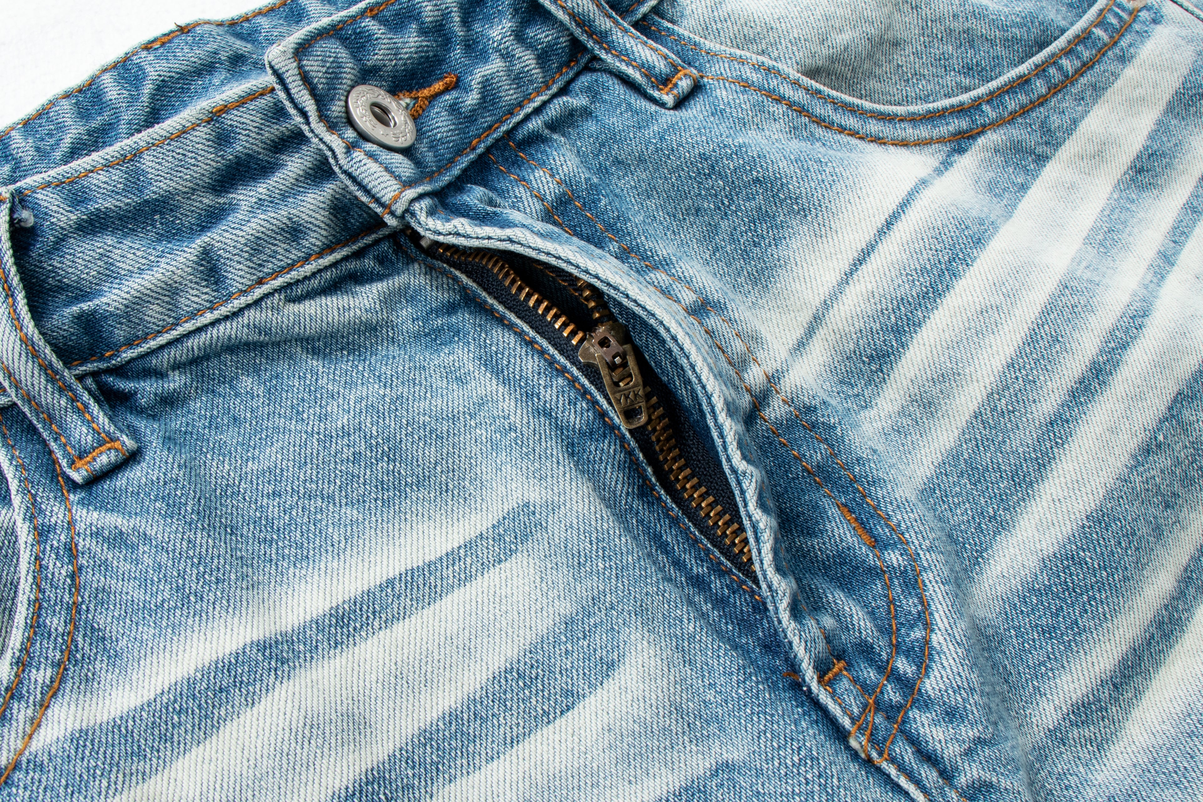 Vintage Distressed Straight-Leg Denim Jeans