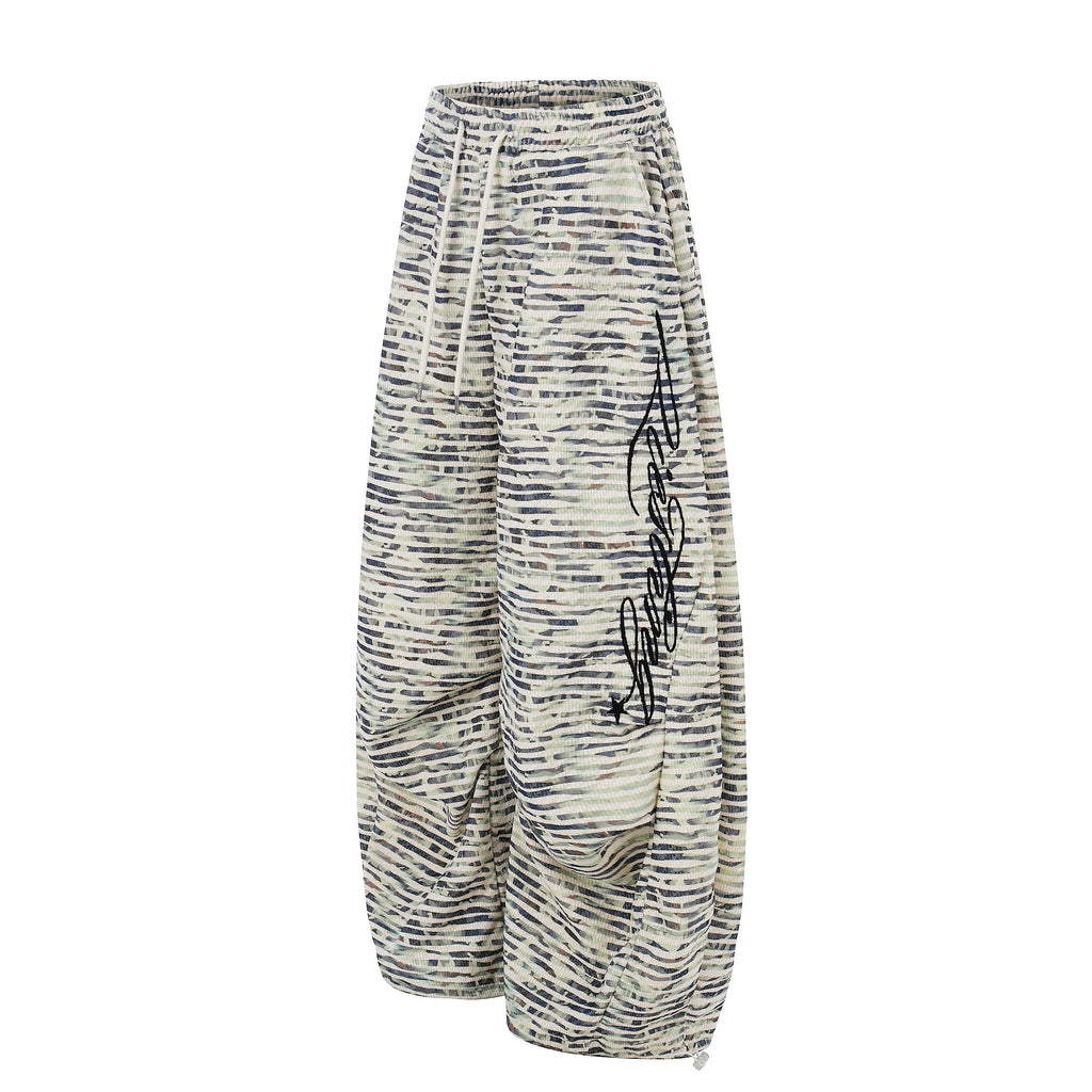DONOTLOGO Urban Streetwear Collection | Unisex Relaxed Fit Sweatpants | Bold Horizontal Stripe & Embroidered Motif with Soft Cotton Blend Fabric