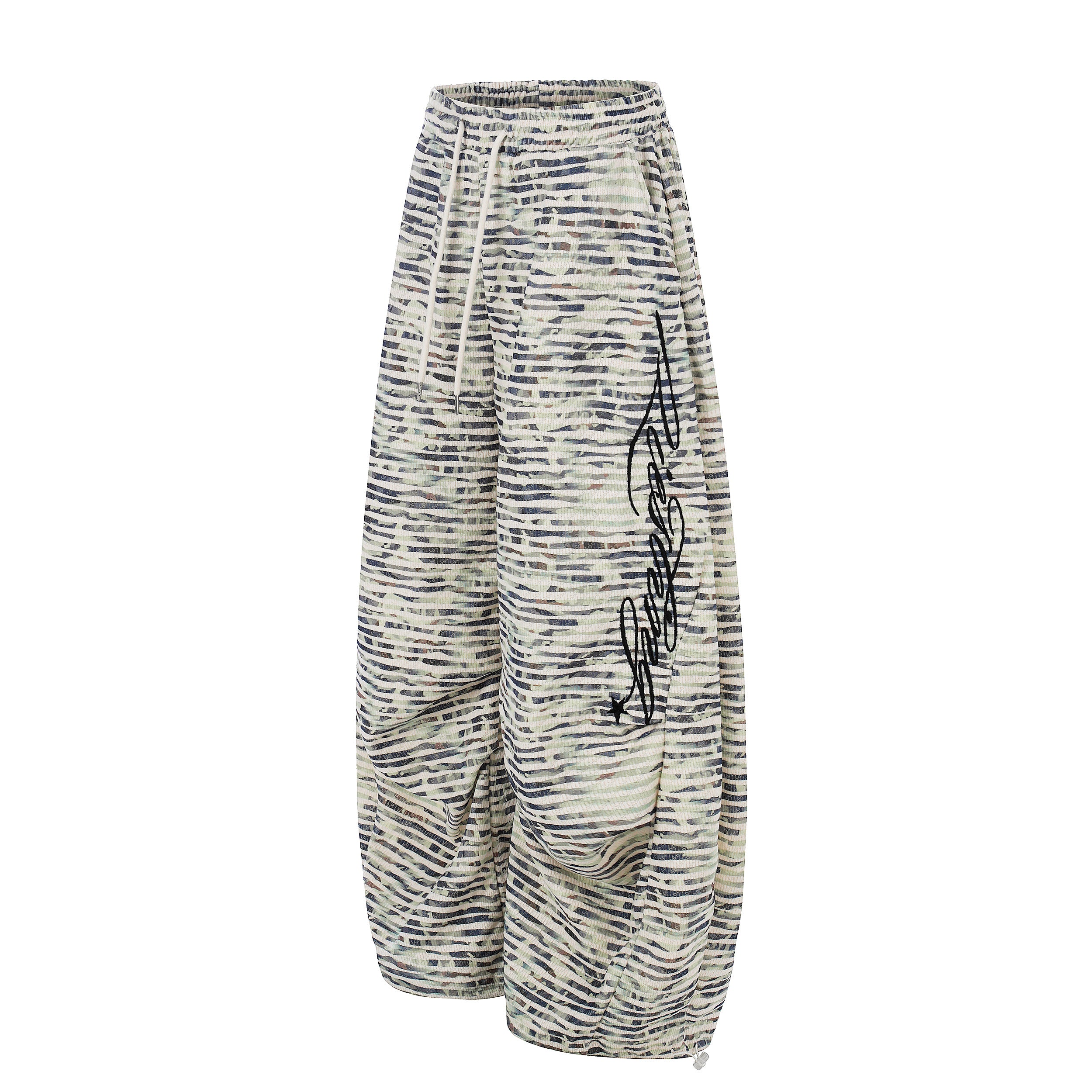 DONOTLOGO Urban Streetwear Collection | Unisex Relaxed Fit Sweatpants | Bold Horizontal Stripe & Embroidered Motif with Soft Cotton Blend Fabric