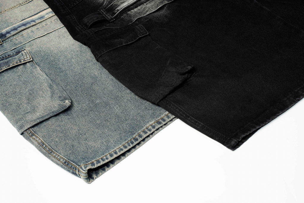 DONOTLOGO Deconstructed Arc Seam Denim - Oversized Patchwork Cargo Pants with Distressed Wash - Avant-Garde Wide Leg Trousers for Men