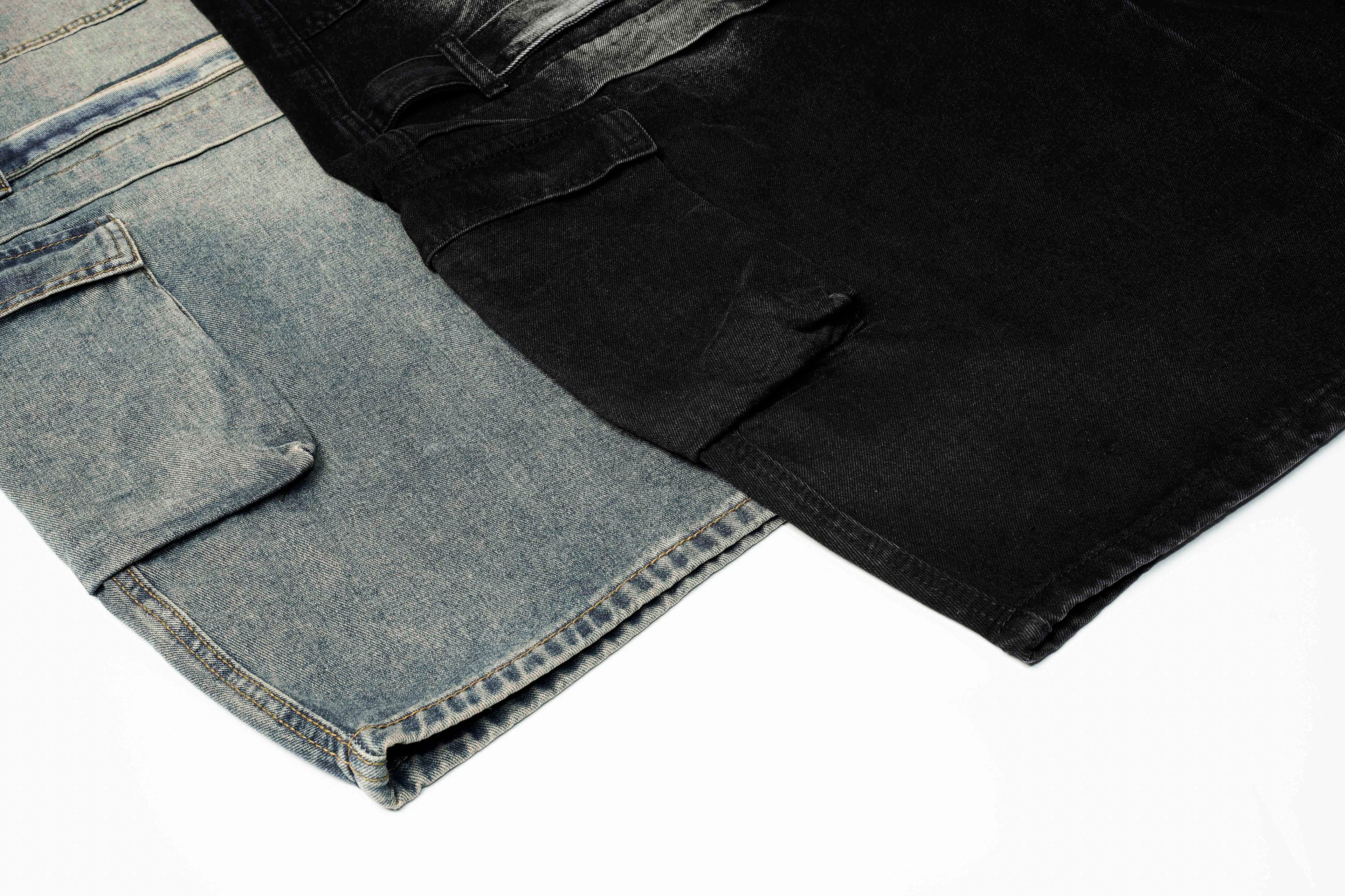 DONOTLOGO Deconstructed Arc Seam Denim - Oversized Patchwork Cargo Pants with Distressed Wash - Avant-Garde Wide Leg Trousers for Men