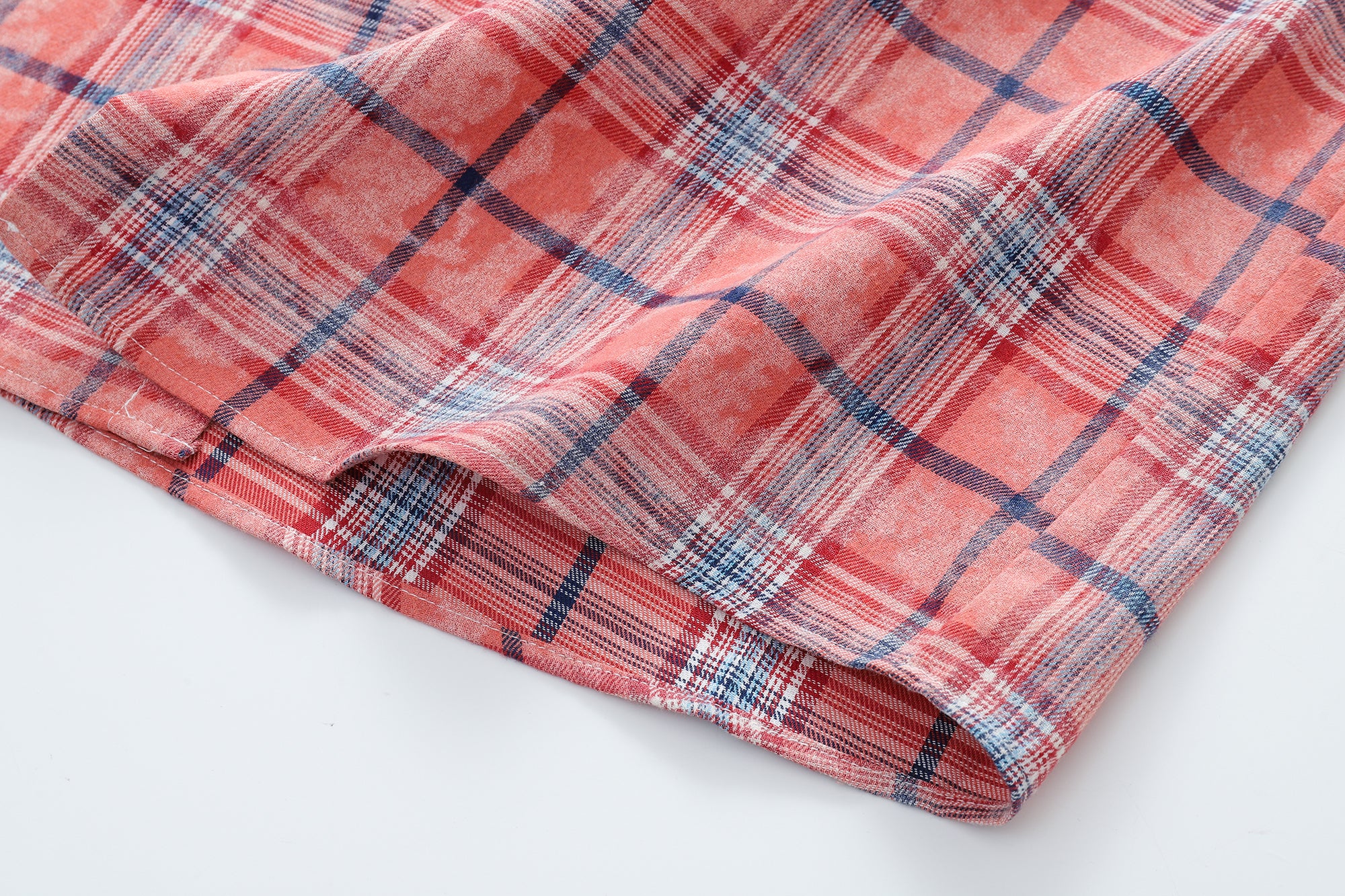 DONOTLOGO Unfailing Retro Grid Shirt | Unisex Oversized Summer Streetwear | Acid Wash Red Tartan Top