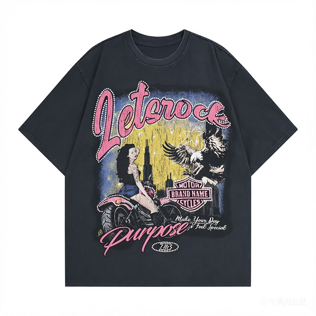 DONOTLOGO Deconstructed "Let's Rock" Graphic Tee - Unisex Vintage Washed Graphic T-Shirt - Edgy Streetwear Aesthetic Oversized Top