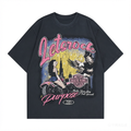 DONOTLOGO Deconstructed "Let's Rock" Graphic Tee - Unisex Vintage Washed Graphic T-Shirt - Edgy Streetwear Aesthetic Oversized Top